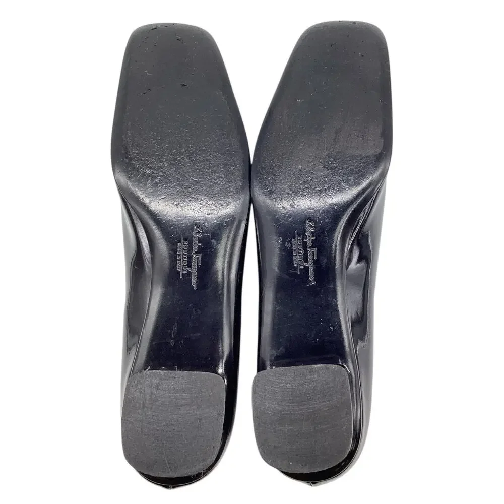 Salvatore Ferragamo Ballet Flats Women’s Size 9 NARROW Black Patent Leather